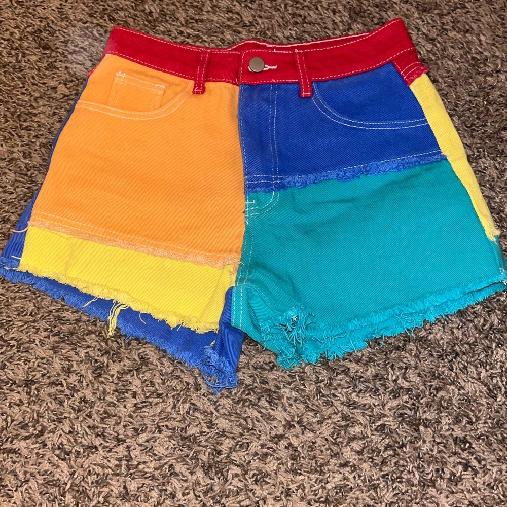 Color block shorts.
